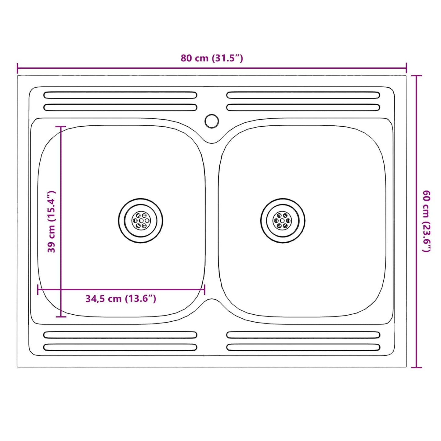 Waschbecken-Unterschrank Porto 2 stk. Grau 80 x 46 x 81.5 cm
