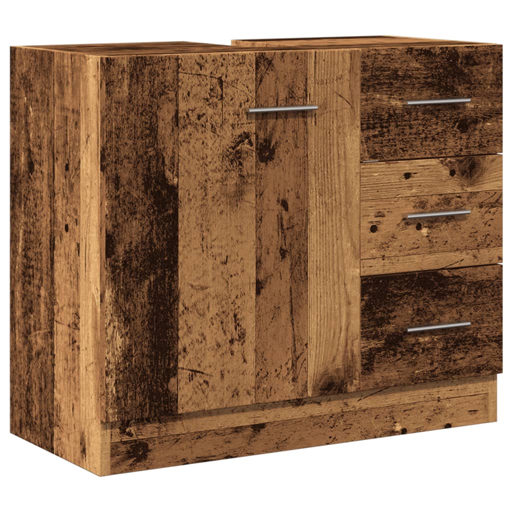 Meuble sous évier aspect bois de récupération 63x30x54 cm en matériau bois