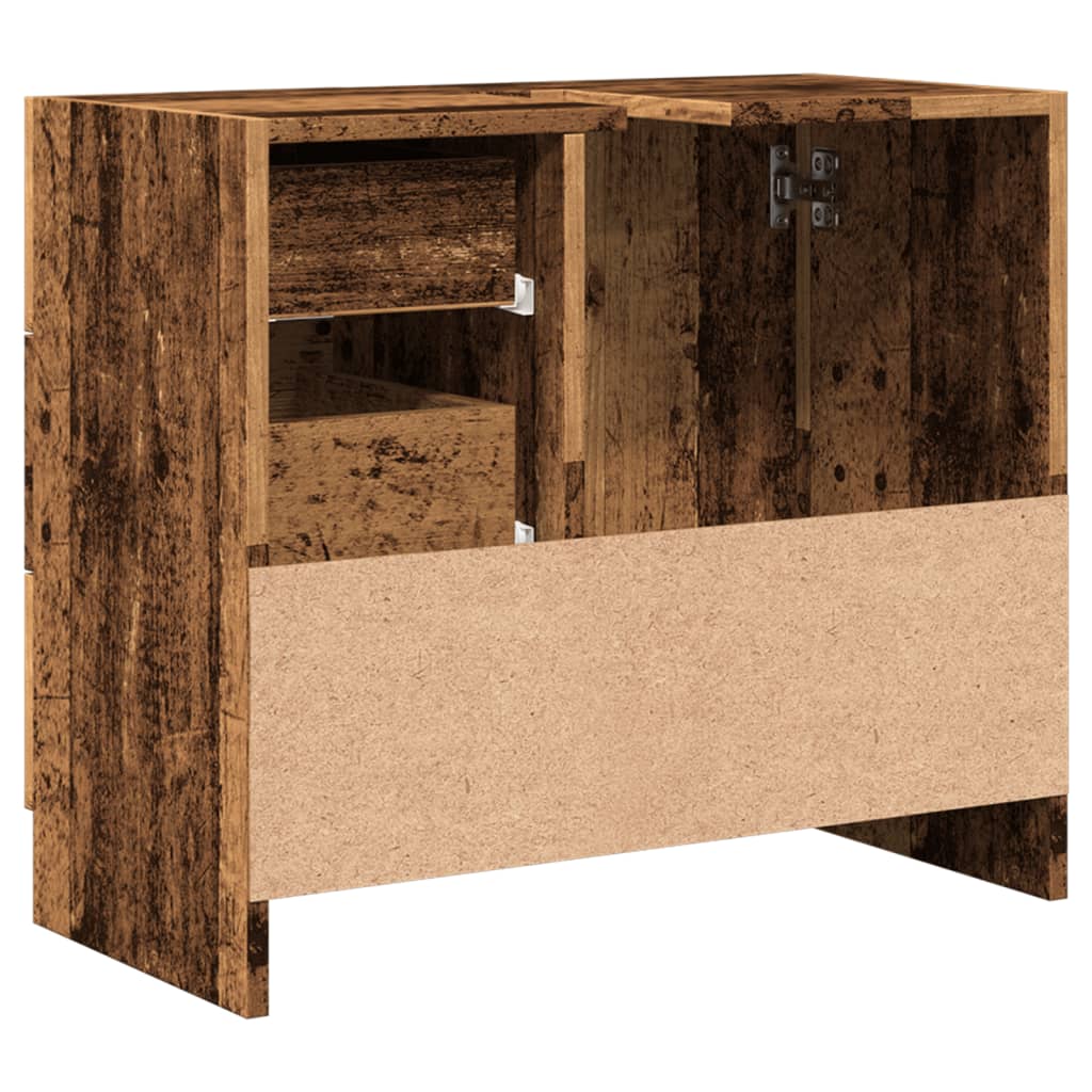 Meuble sous évier aspect bois de récupération 63x30x54 cm en matériau bois