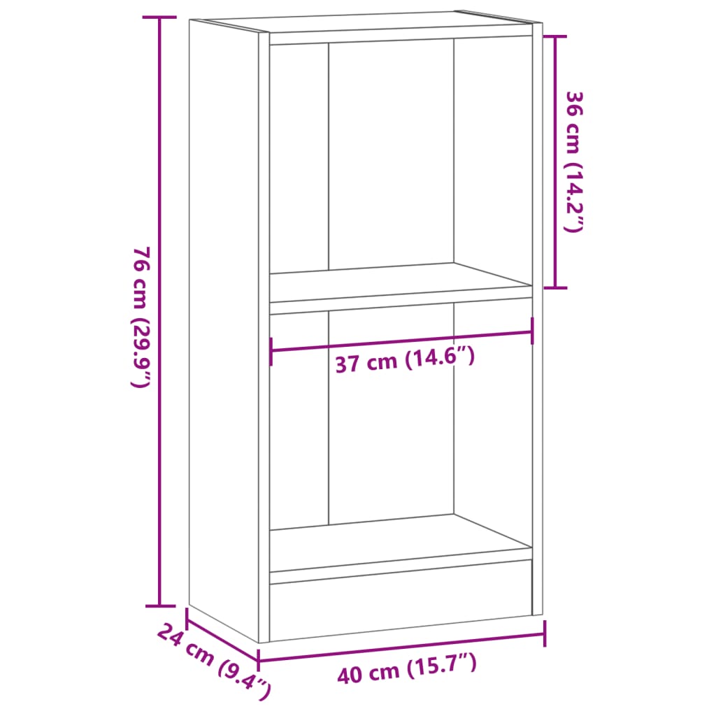 Bibliothèque aspect bois de récupération 40x24x76 cm en matériau bois