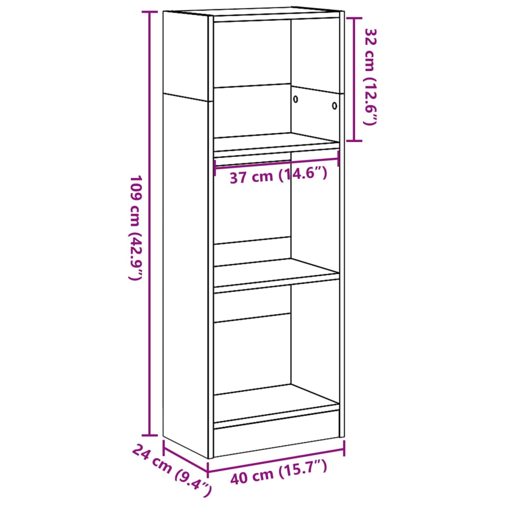 Bibliothèque aspect bois de récupération 40x24x109 cm en matériau bois