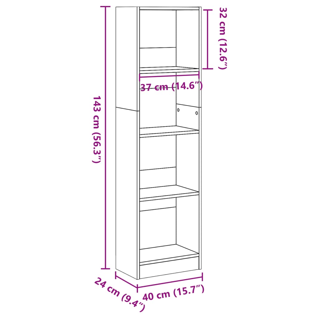 Bücherregal Altholz-Optik 40x24x143 cm Holzwerkstoff