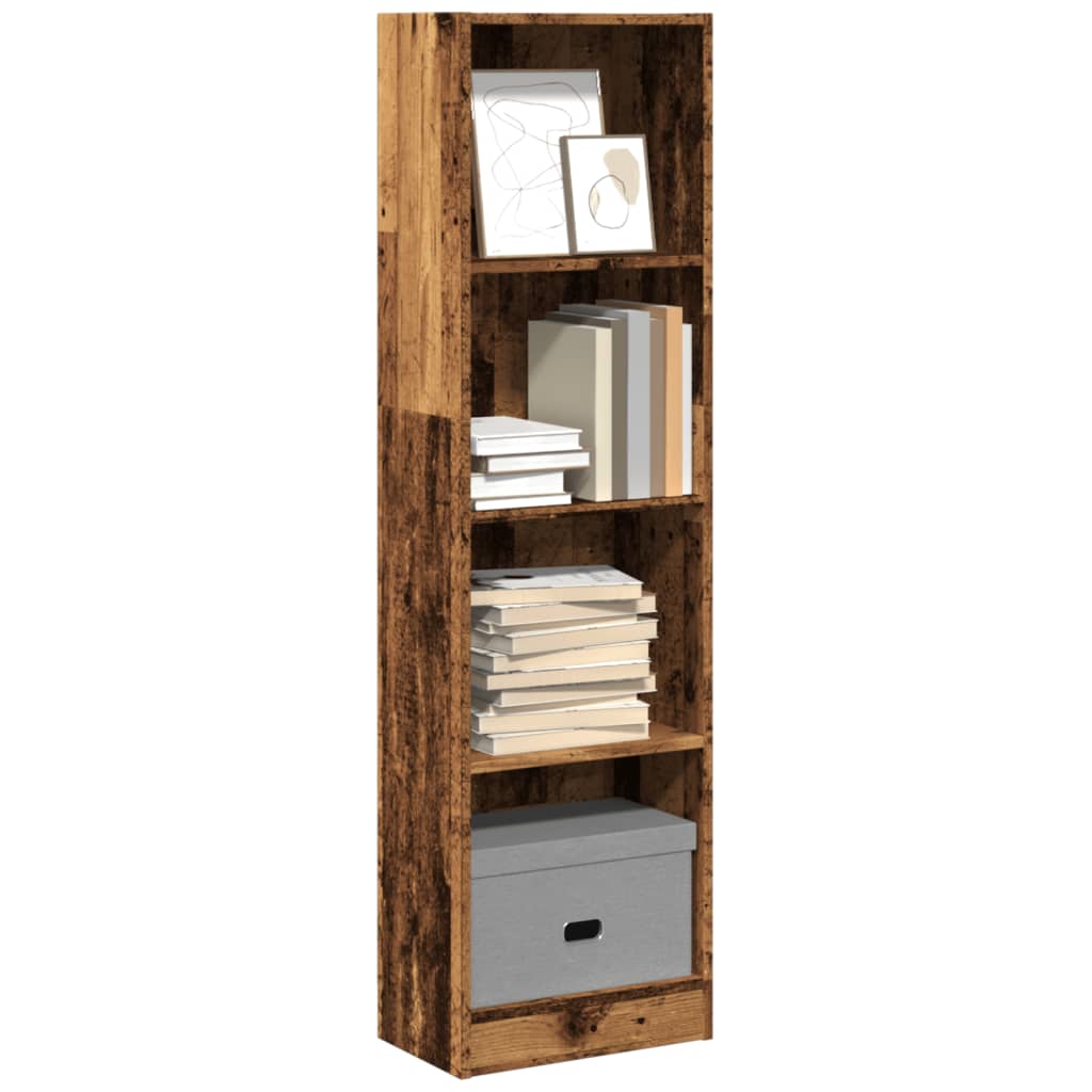 Bibliothèque aspect bois de récupération 40x24x143 cm en matériau bois