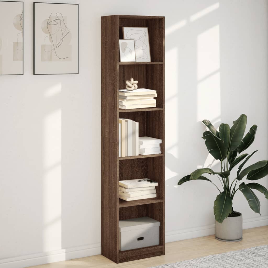 Bookshelf Brown Oak Look 40x24x176 cm Wood Material