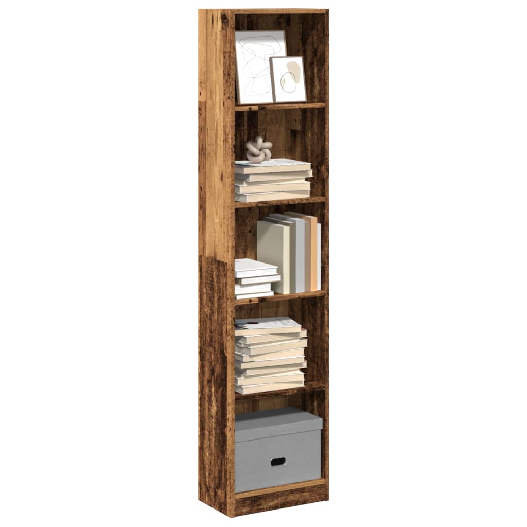 Bibliothèque aspect bois de récupération 40x24x176 cm en matériau bois