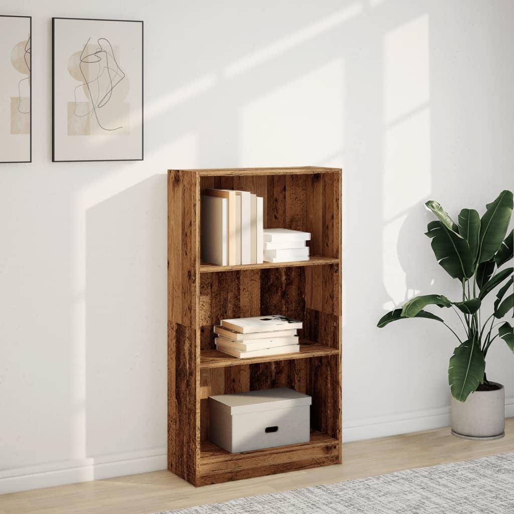 Bibliothèque aspect bois de récupération 60x24x109 cm en matériau bois