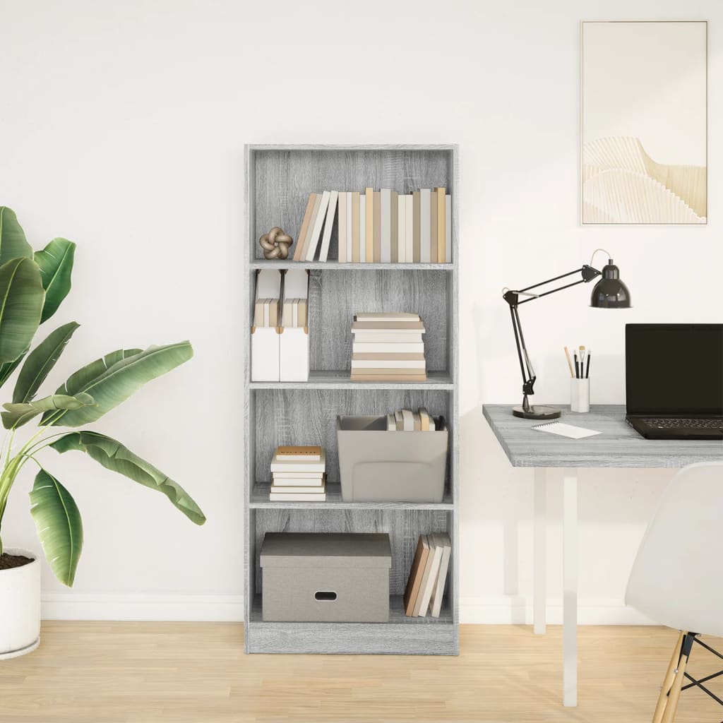 Bookshelf Gray Sonoma 60x24x143 cm Wood Material
