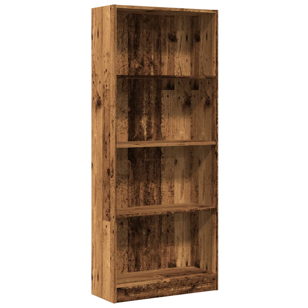 Bibliothèque aspect bois de récupération 60x24x143 cm en matériau bois