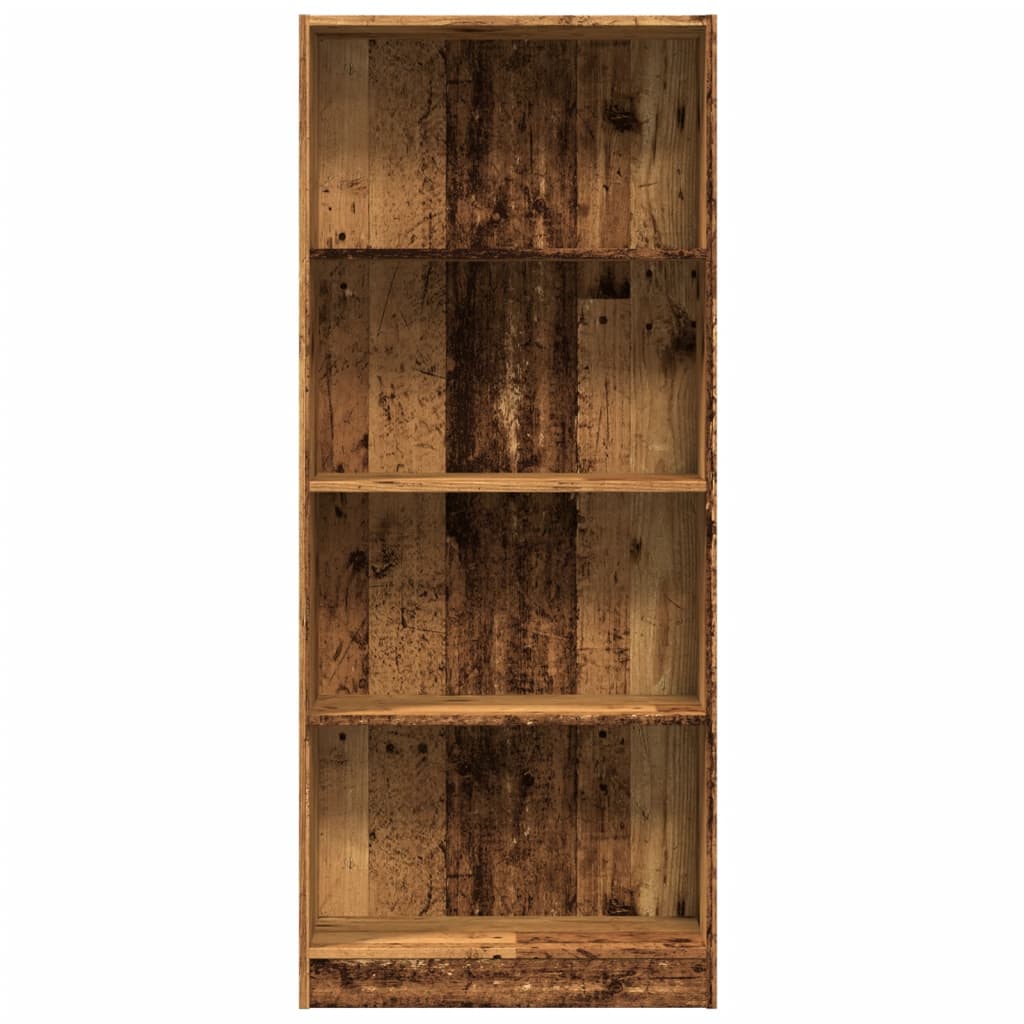 Bibliothèque aspect bois de récupération 60x24x143 cm en matériau bois