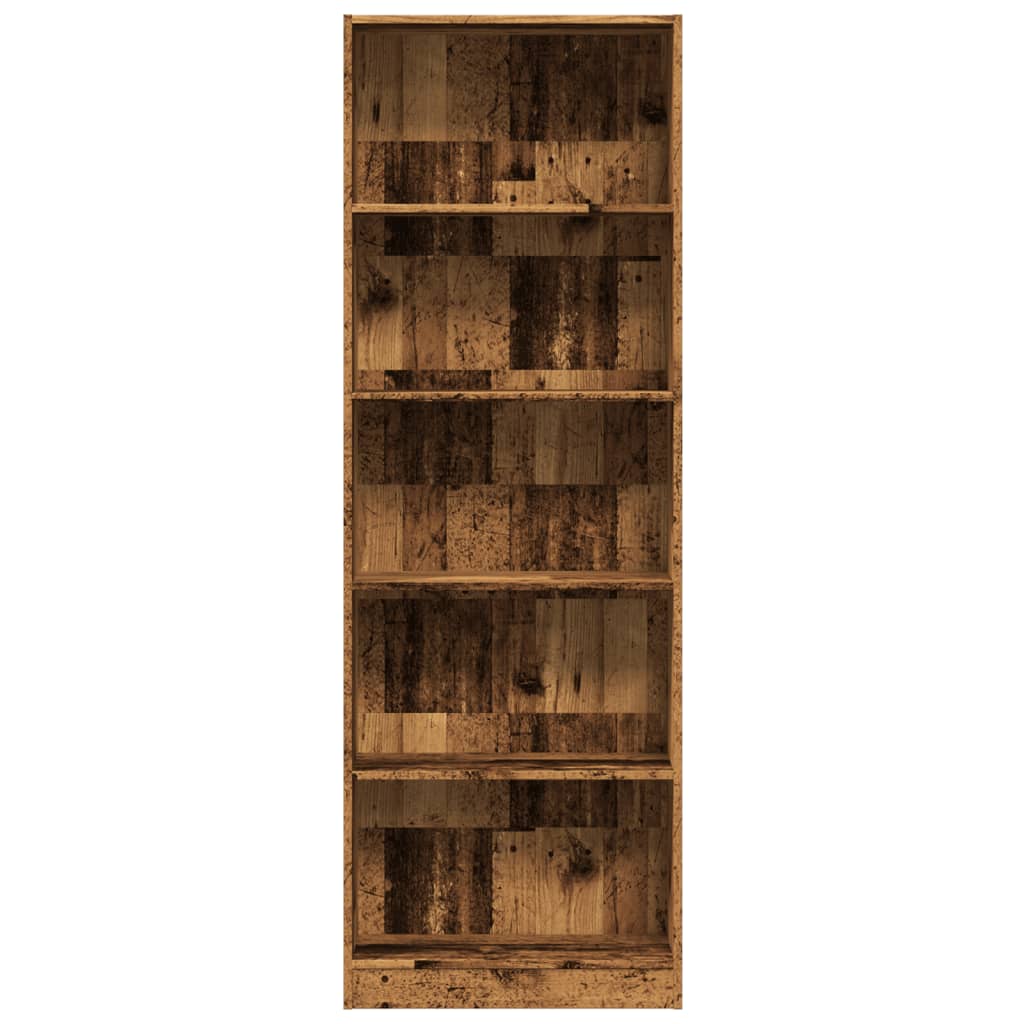 Bibliothèque aspect bois de récupération 60x24x176 cm en matériau bois