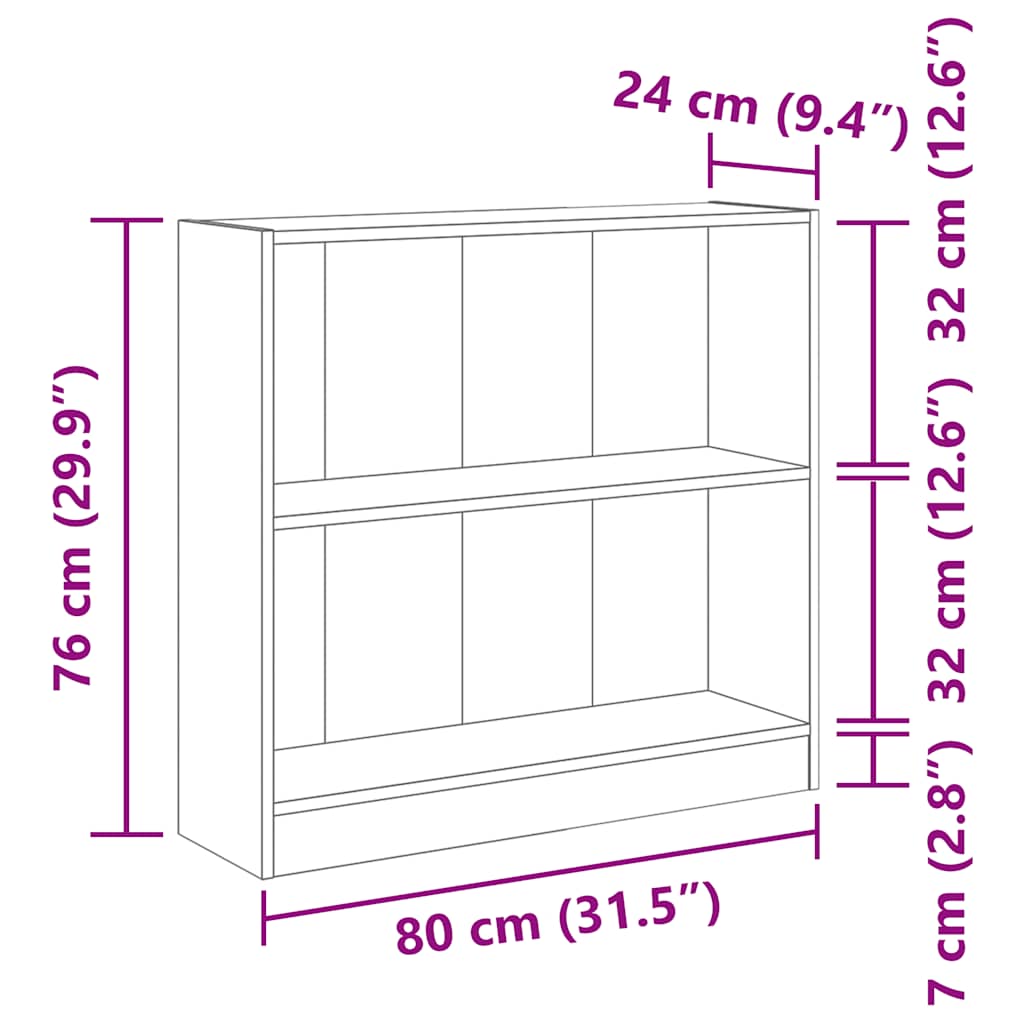 Bookshelf Gray Sonoma 80x24x76cm Wood Material