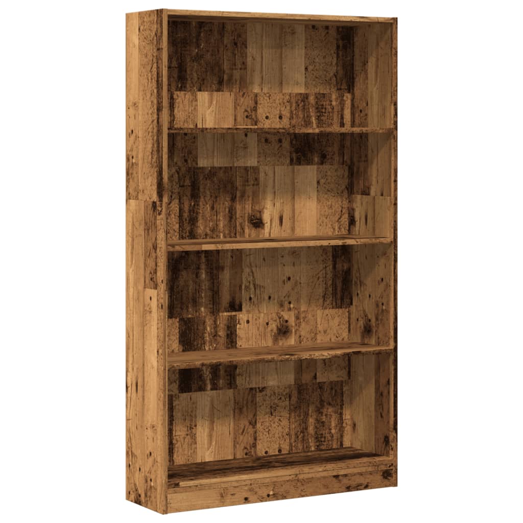 Bibliothèque aspect bois de récupération 80x24x143 cm en matériau bois