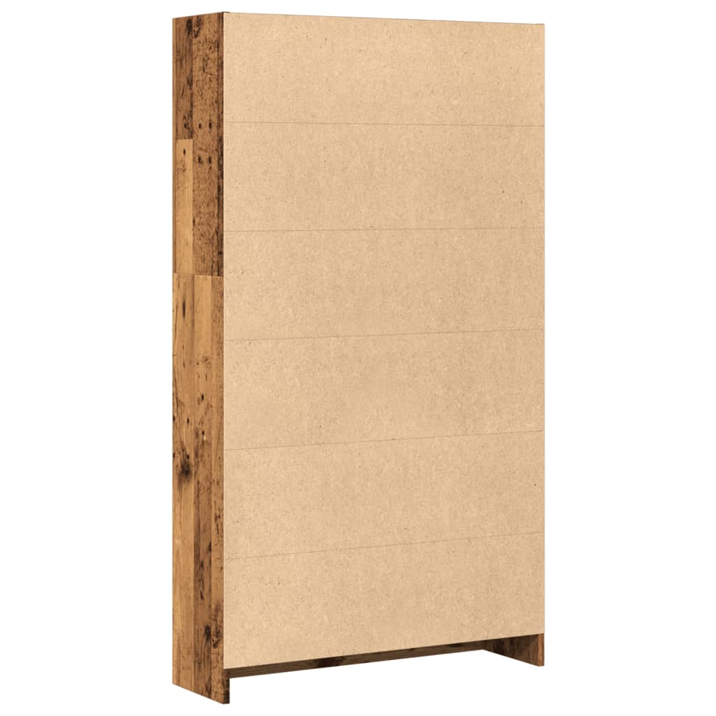 Bibliothèque aspect bois de récupération 80x24x143 cm en matériau bois