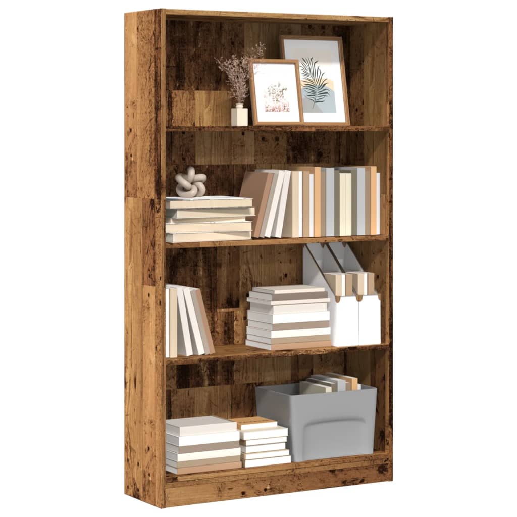 Bibliothèque aspect bois de récupération 80x24x143 cm en matériau bois