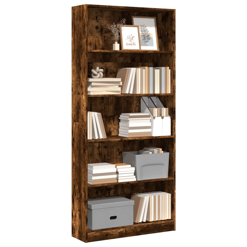 Bookshelf Smoked Oak 80x24x176 cm Wood Material