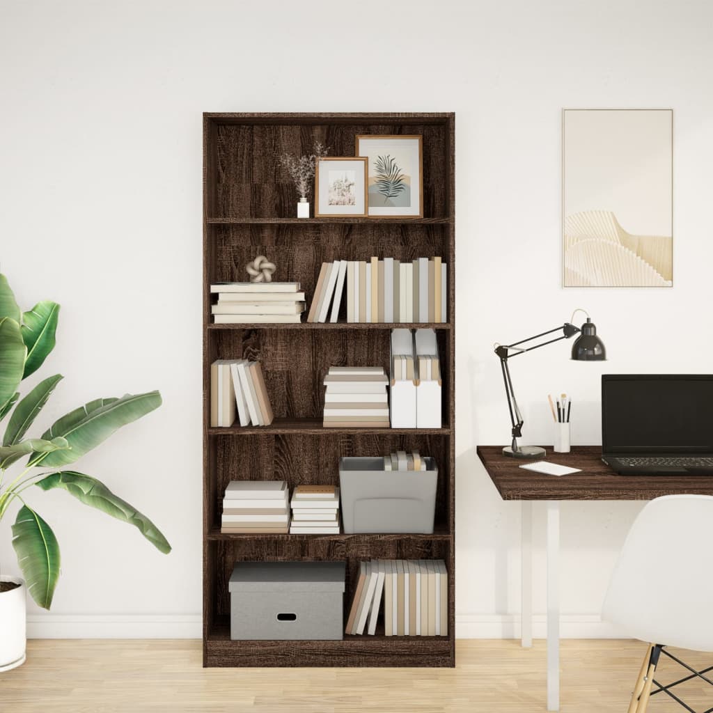 Bookshelf Brown Oak Look 80x24x176 cm Wood Material