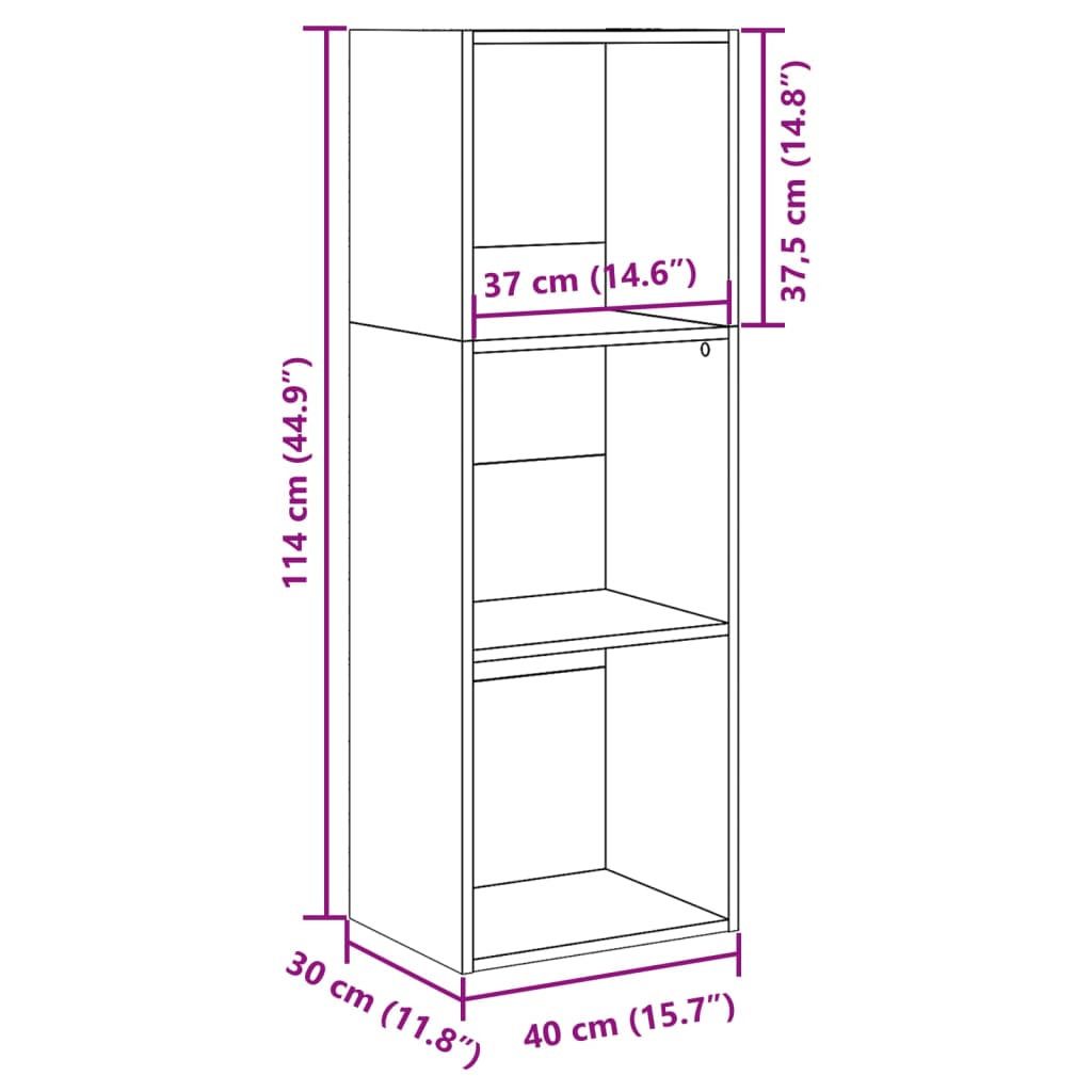 Bibliothèque aspect bois de récupération 40x30x114 cm en matériau bois