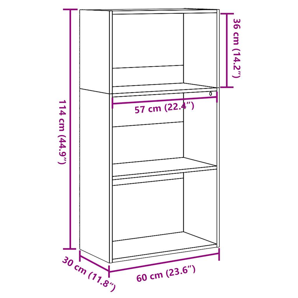 Bibliothèque aspect bois de récupération 60x30x114 cm en matériau bois