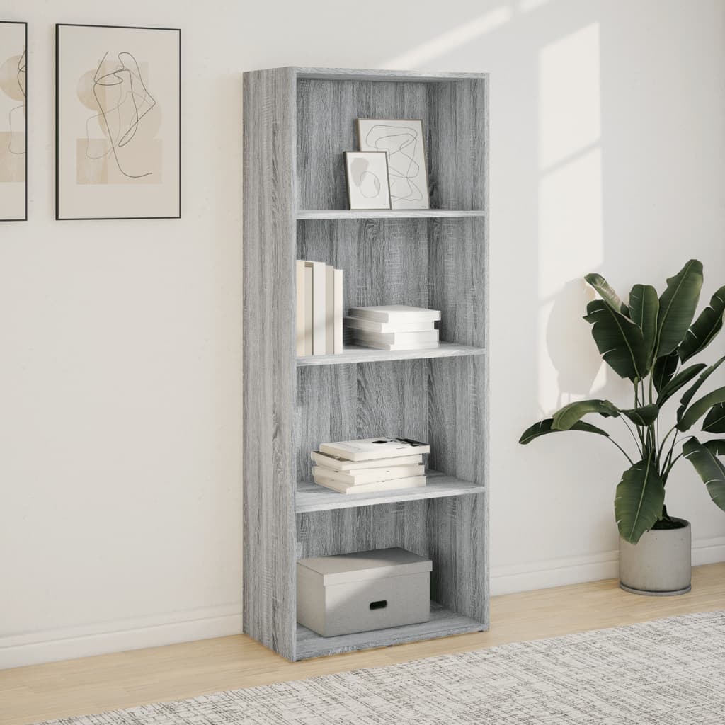 Bookshelf Gray Sonoma 60x30x152 cm Wood Material