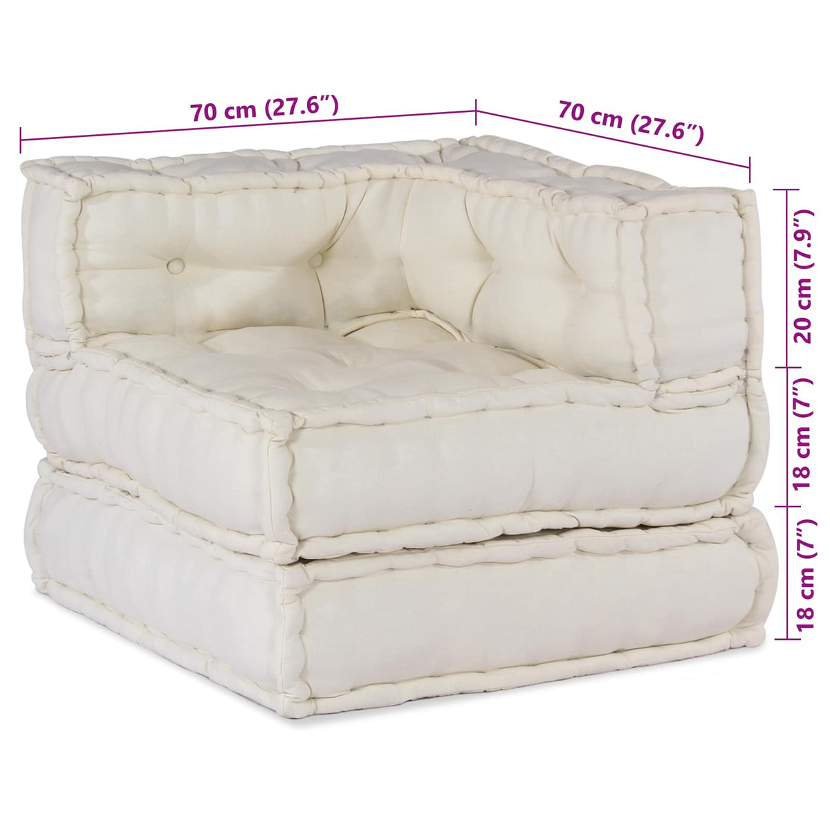 Modulare Sofagarnitur 2 stk. Stoff Creme 140 x 70 x 56 cm