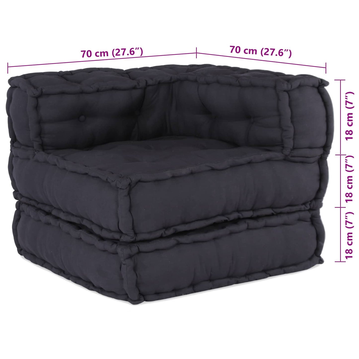 Modulare Sofagarnitur Stoff Anthrazit 210 x 70 x 56 cm