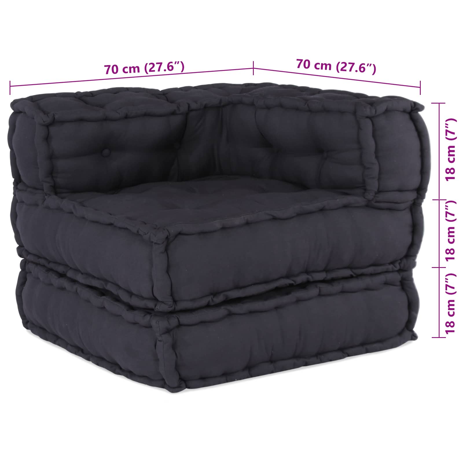 Modulare Sofagarnitur Stoff Anthrazit 210 x 70 x 56 cm