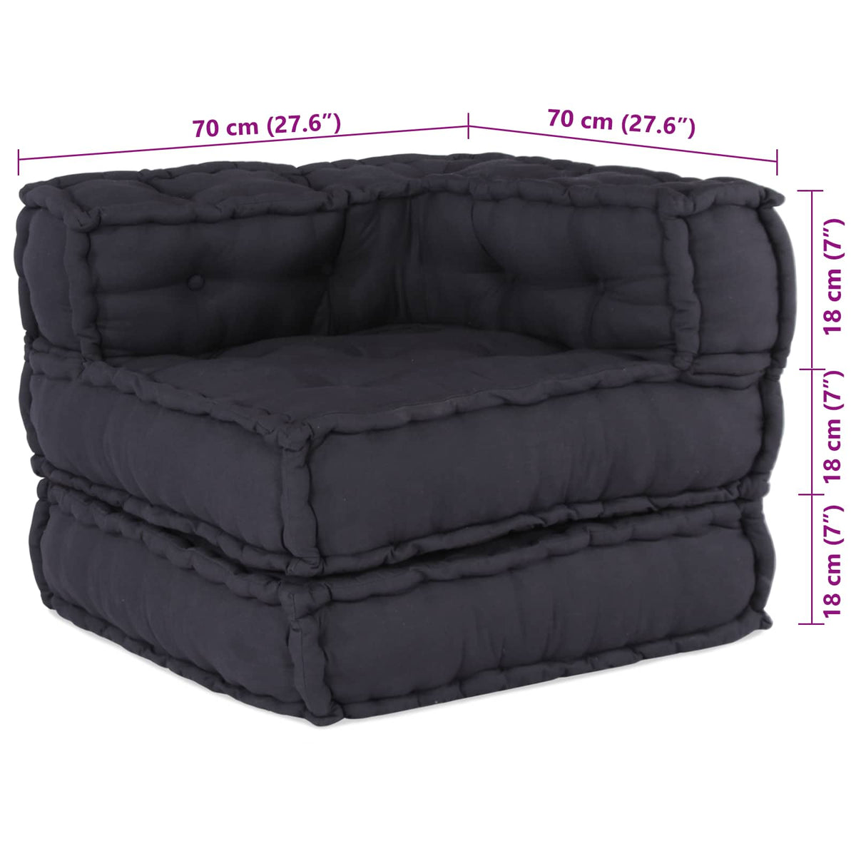 Modulare Sofagarnitur Stoff Anthrazit 210 x 140 x 56 cm