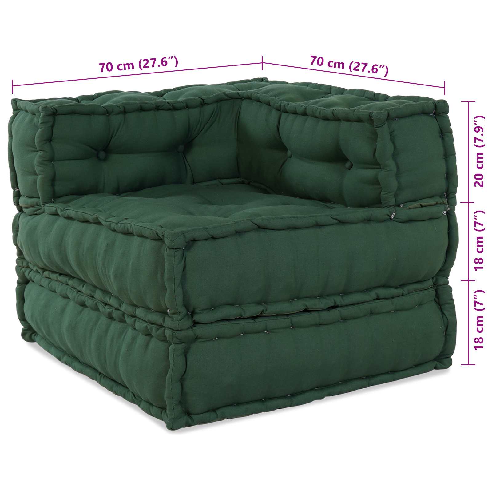 Modulare Sofagarnitur 2 pcs Grün 140 x 70 x 56 cm Stoff