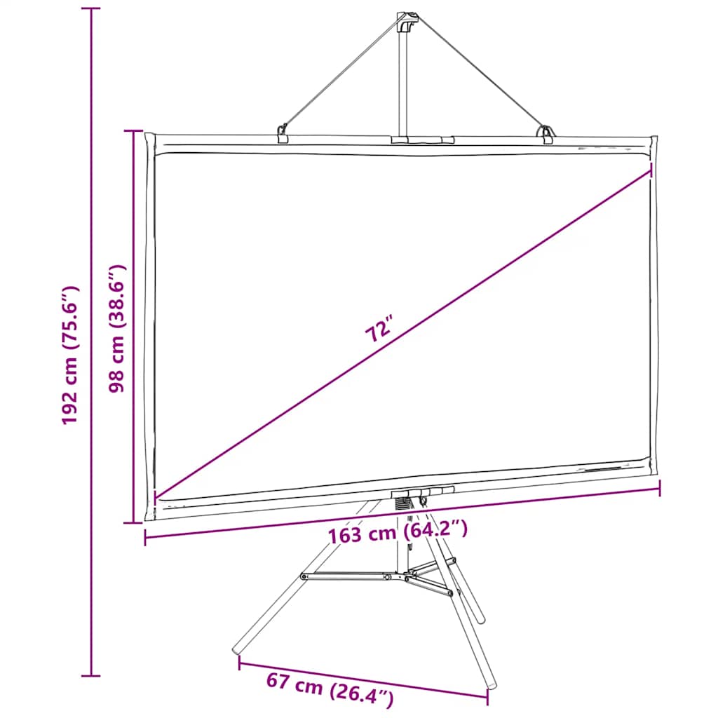 Projektionsleinwand mit Stativ 72 Zoll 16:9