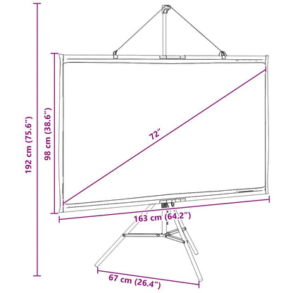 Projektionsleinwand mit Stativ 72 Zoll 16:9