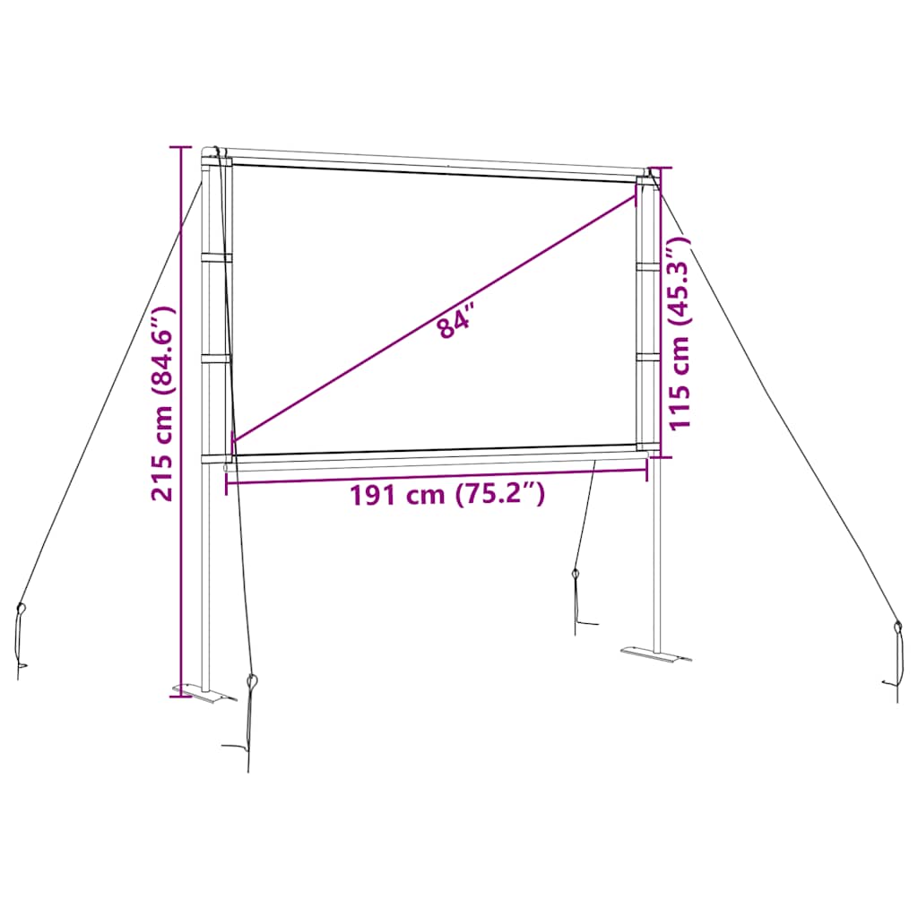 Projektionsleinwand mit Ständern 84 Zoll 16:9