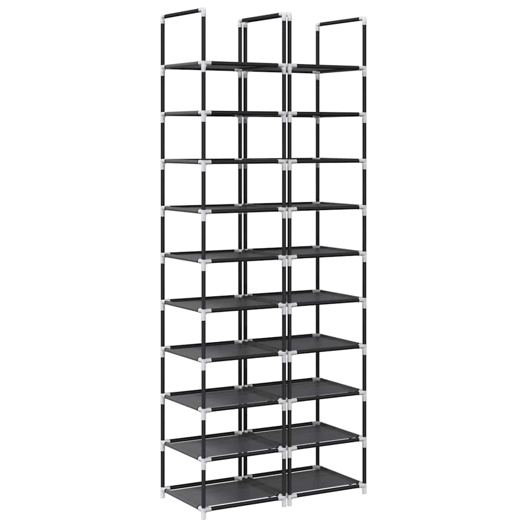 Étagère à chaussures 2 pièces 10 niveaux noir 33x33x174 cm tissu non tissé