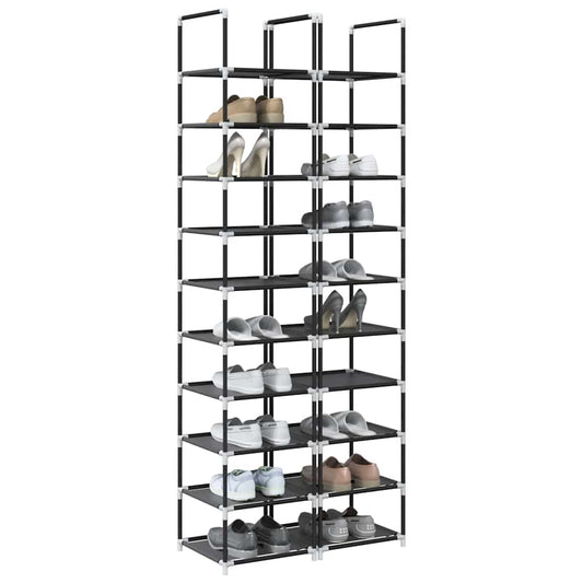 Étagère à chaussures 2 pièces 10 niveaux noir 33x33x174 cm tissu non tissé