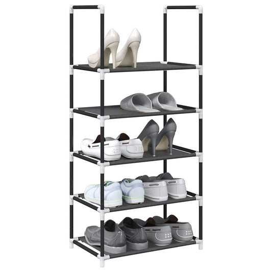 Étagère à chaussures 5 niveaux noire 44x28x94 cm tissu non tissé