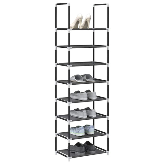 Étagère à chaussures 8 niveaux noire 44x28x145 cm tissu non tissé