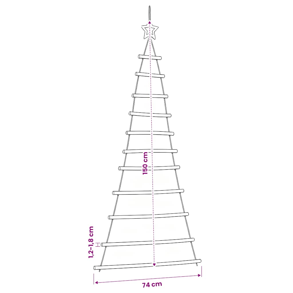 Hängender Weihnachtsbaum mit Sternspitze 74x150 cm Naturzweig