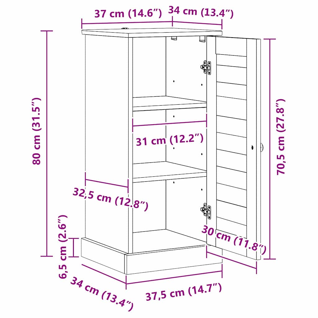 Badezimmerschrank VIGO Weiß und Antikweiß 37,5 x 34 x 80 cm