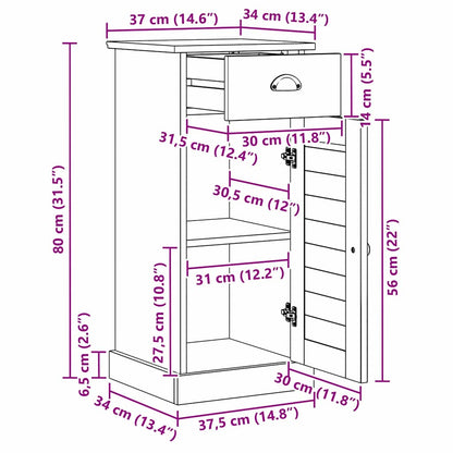 Badezimmerschrank VIGO Braun und Honigbraun 37,5 x 34 x 80 cm