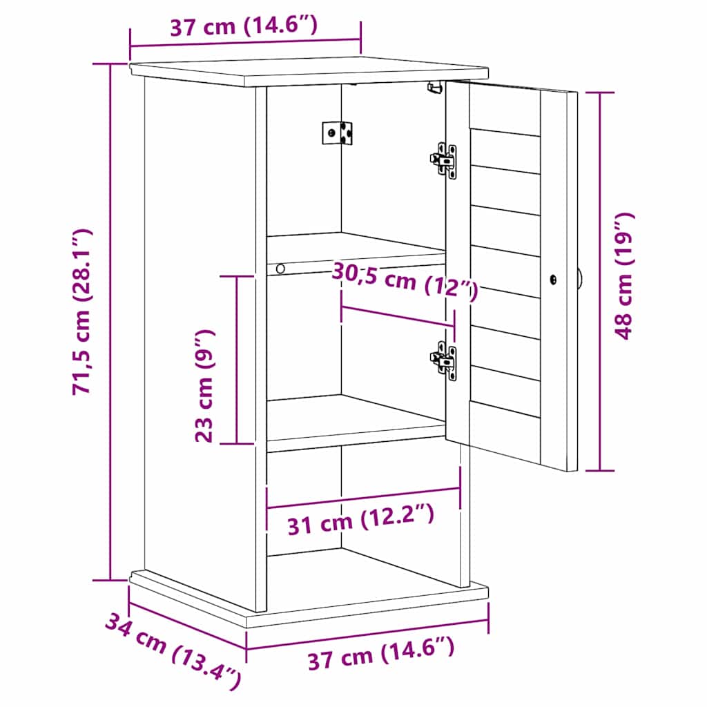 Badezimmerschrank VIGO Weiß und Antikweiß 37 x 34 x 71,5 cm