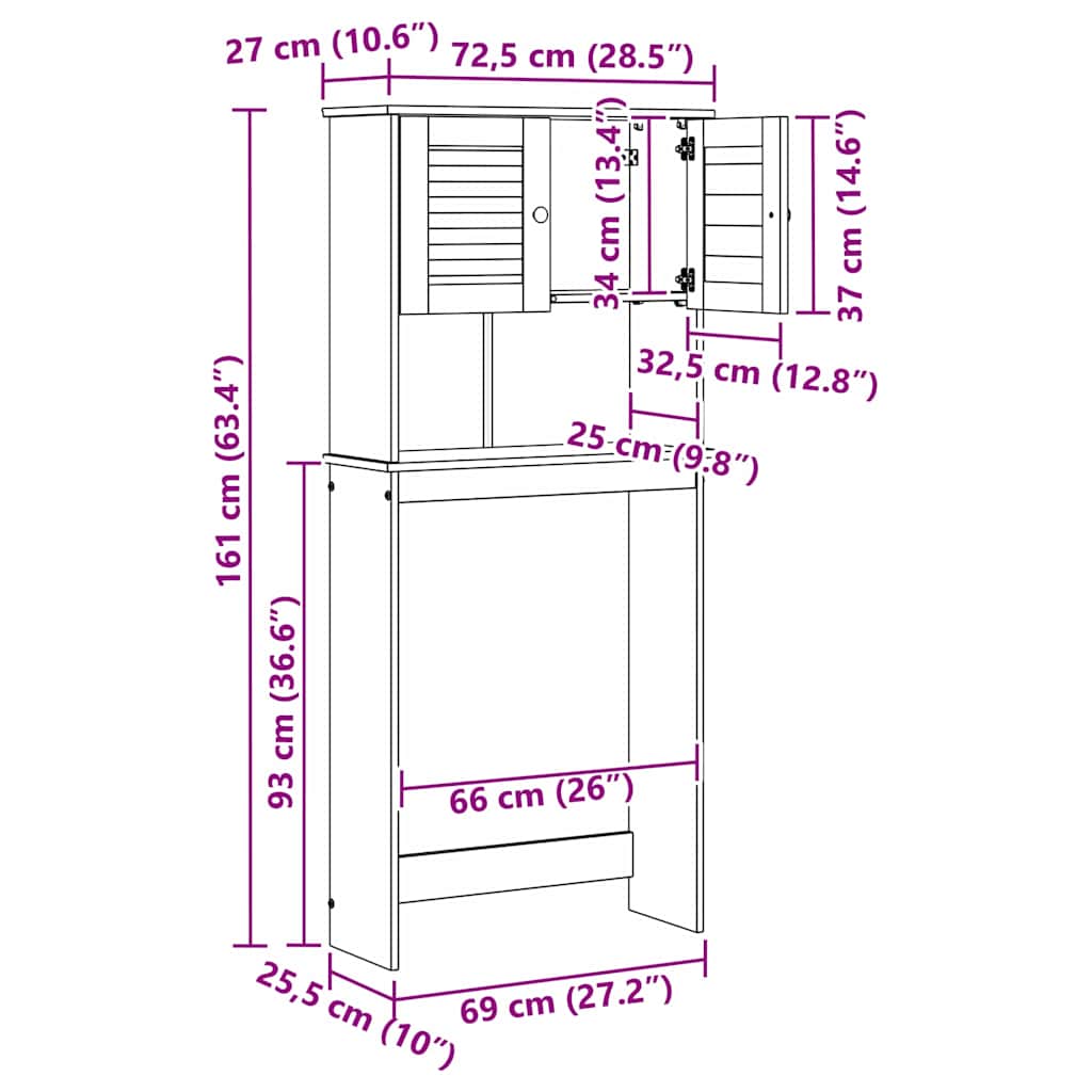 Waschmaschinen-Schrank mit Regal VIGO Braun und Honigbraun