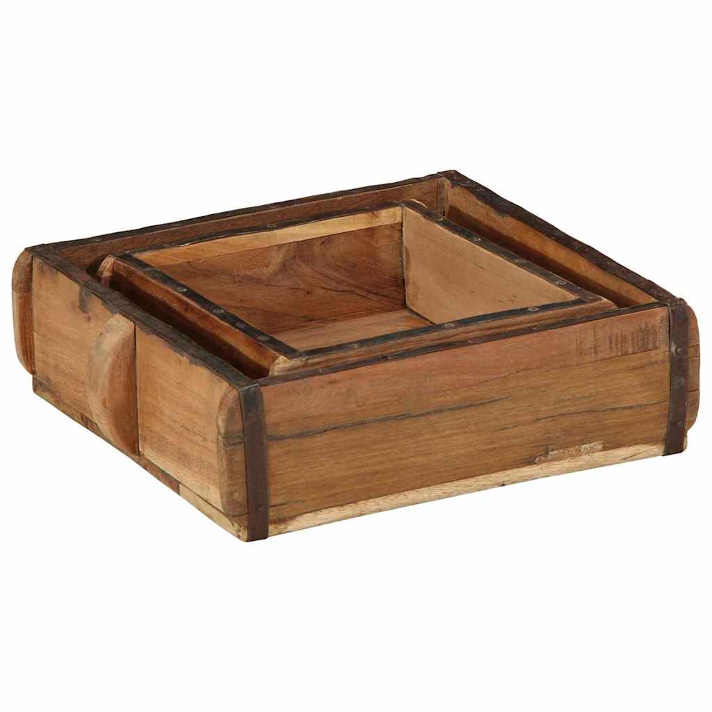 Tablett 2 pcs Braun 29 x 31 x 10 cm Massives upgecyceltes Holz