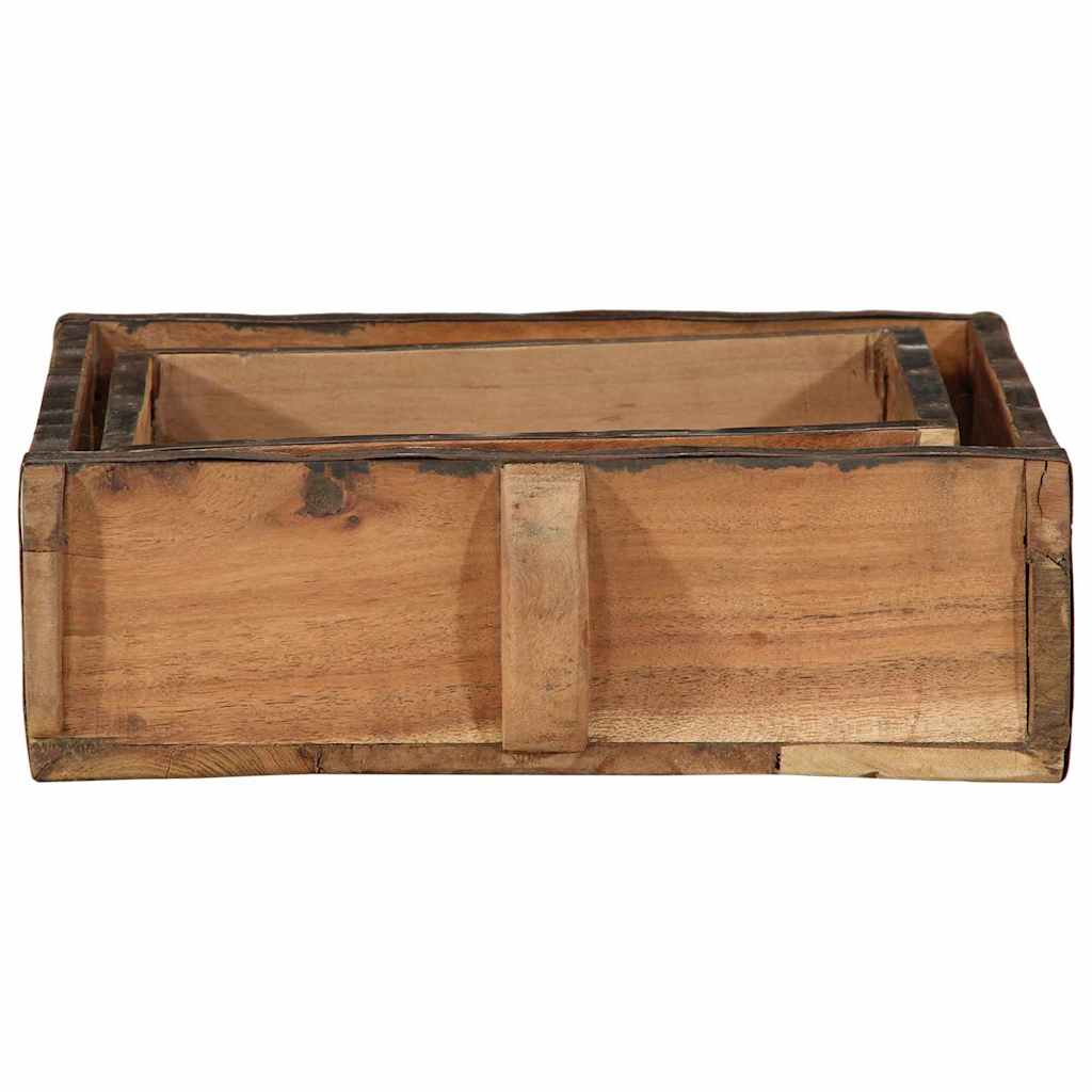 Tablett 2 pcs Braun 29 x 31 x 10 cm Massives upgecyceltes Holz