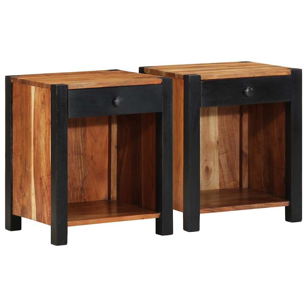 Nachttisch 2 stk. Braun 40 x 35 x 50 cm Massivholz Akazie
