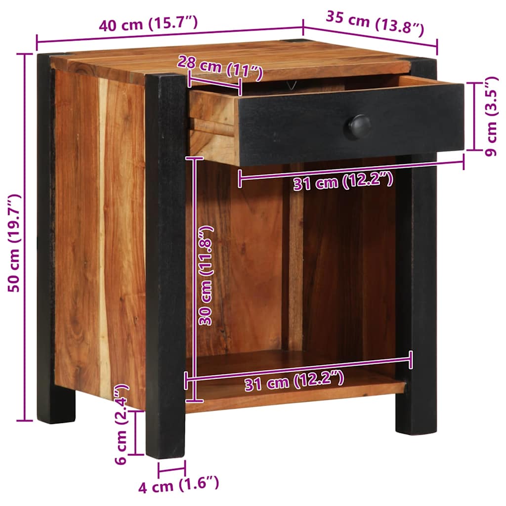 Nachttisch 2 stk. Braun 40 x 35 x 50 cm Massivholz Akazie
