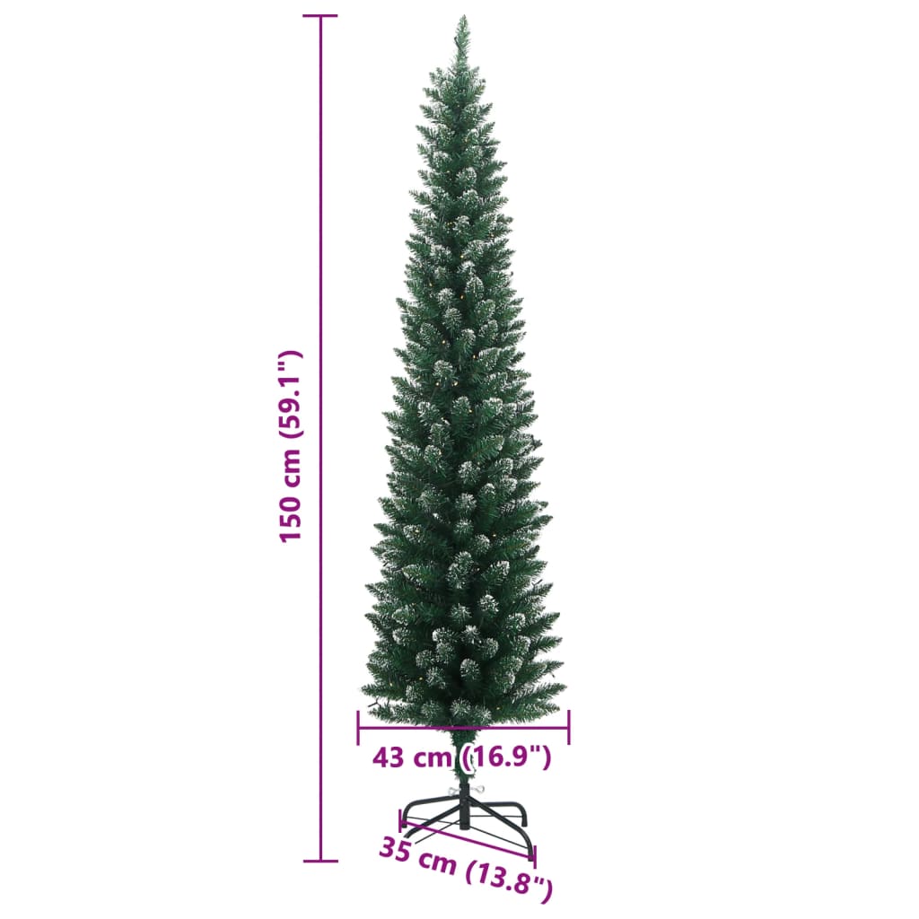 Künstlicher Weihnachtsbaum Schlank 150 LEDs 150 cm