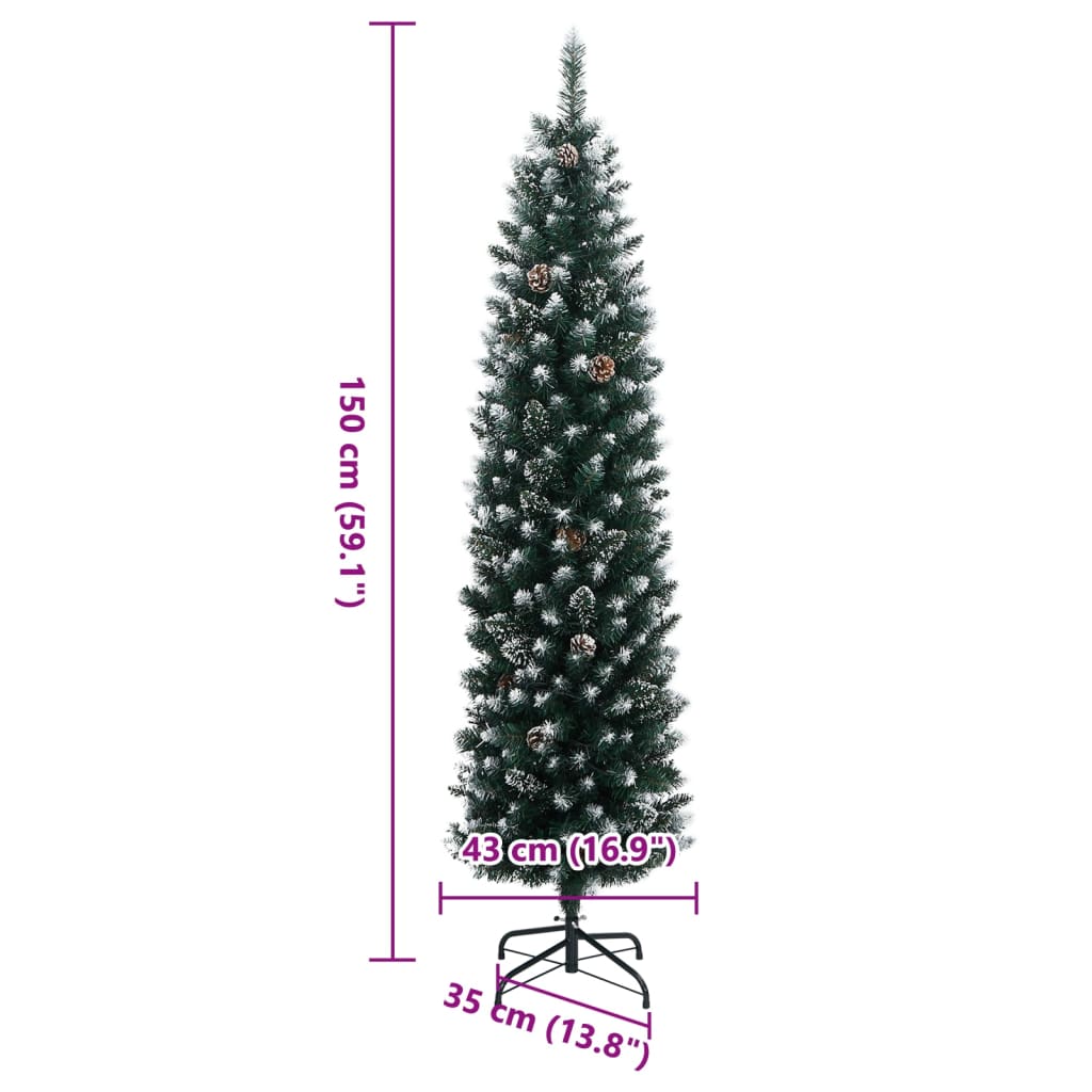 Künstlicher Weihnachtsbaum Schlank 150 LEDs 150 cm