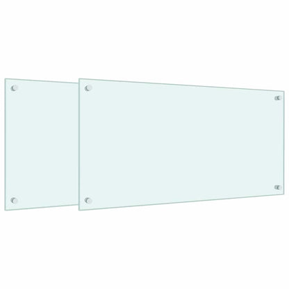 Küchenrückwände 2 Stk. Weiß 80x40 cm Hartglas