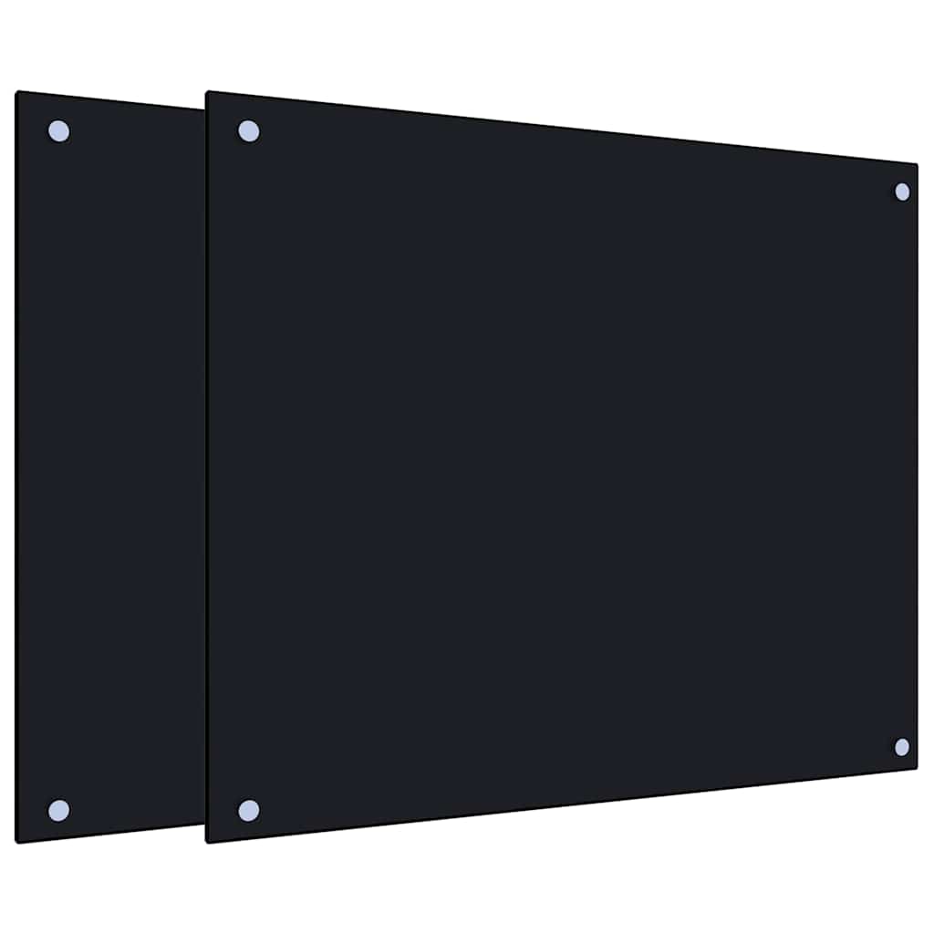Küchenrückwände 2 Stk. Schwarz 70x60 cm Hartglas
