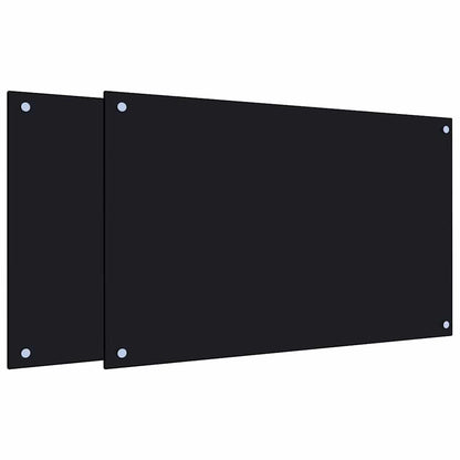 Küchenrückwände 2 Stk. Schwarz 80x50 cm Hartglas
