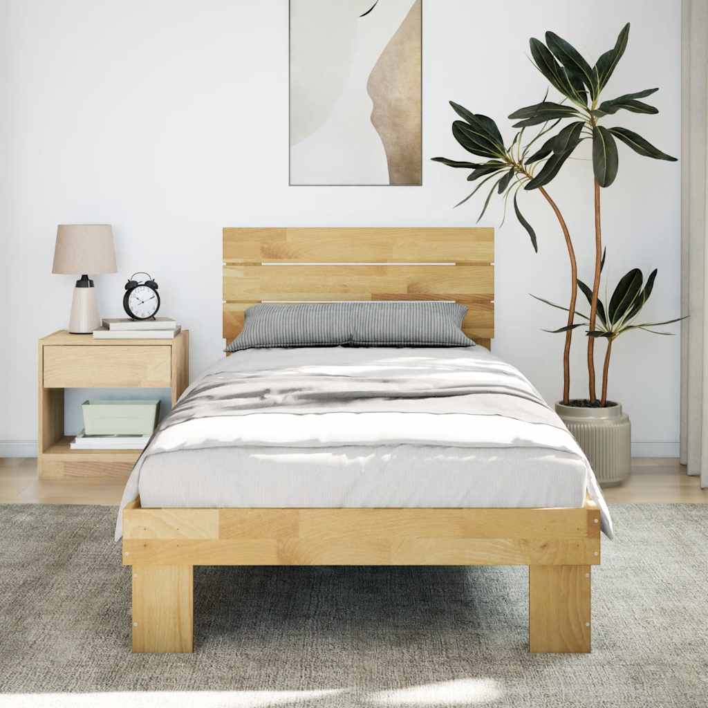 Massivholzbett mit Kopfteil ohne Matratze 75x190 cm Eichenholz